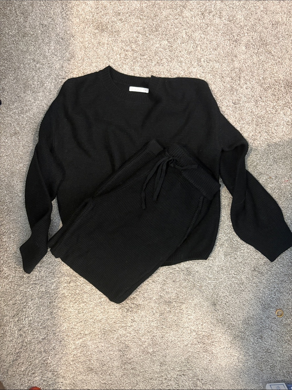 Karlie Black Knit Crewneck Sweater w/ Matching Pants